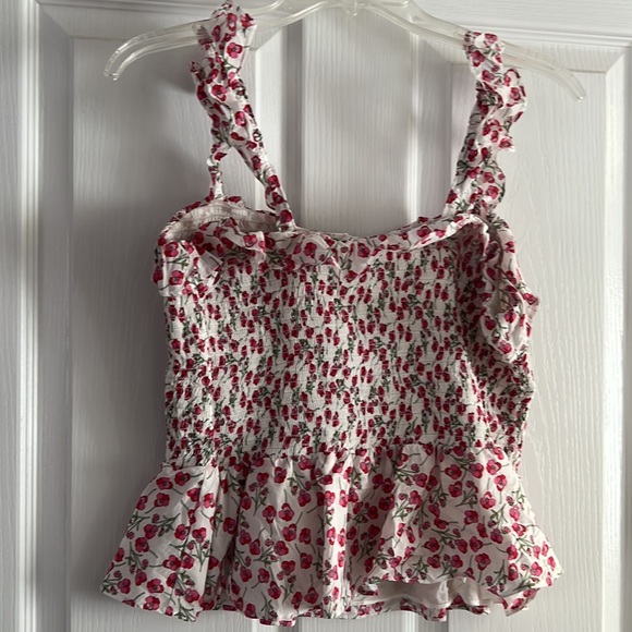 J Crew white and pink floral sleeveless top - Picture 3 of 3